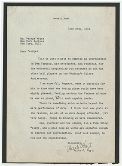 1948 Waite Hoyt Signed Letter To The New York Yankees Regarding His Participation In The Silver Anniversary Ceremonies (PSA/DNA)
